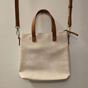 Antik Kraft Cream and Tan Crossbody Bag with Canvas and Leather